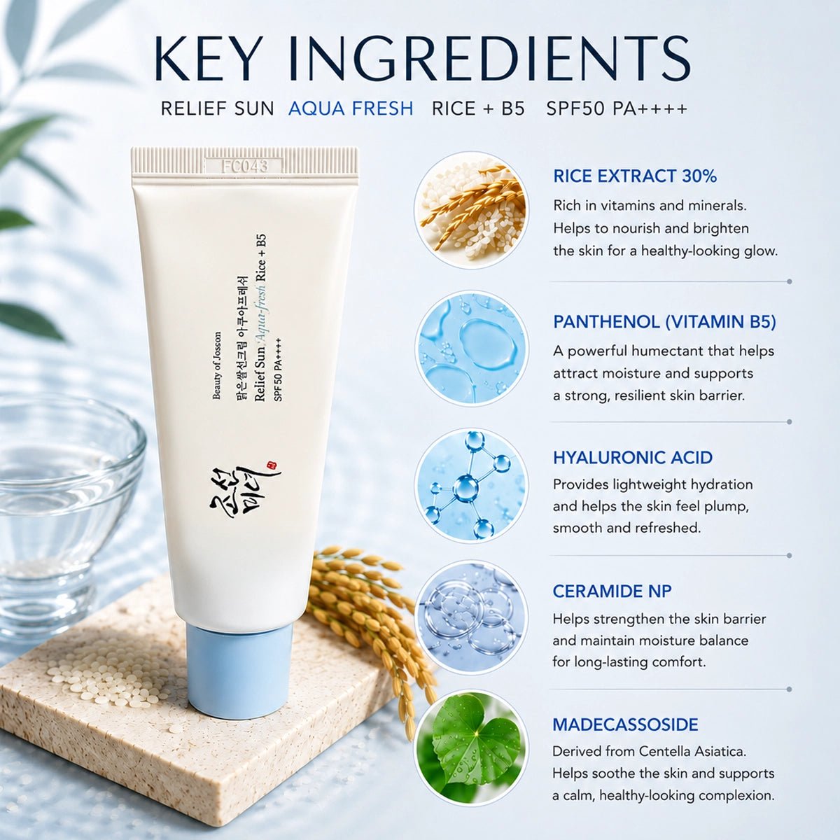 Beauty of Joseon Relief Sun Aqua-fresh Rice+B5 SPF50 PA++++