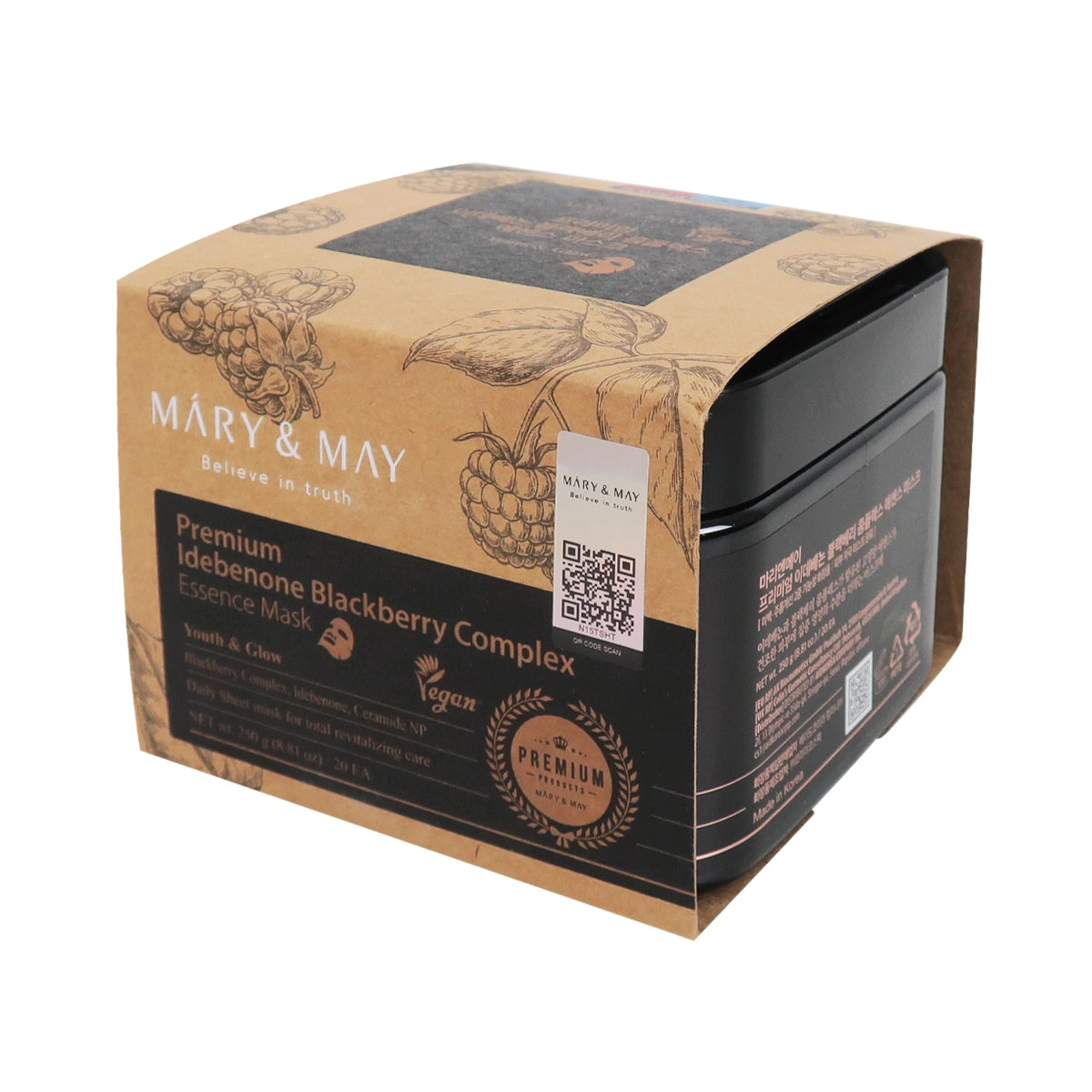 MARY&MAY Premium Idebenone Blackberry Complex Ampoule Mask (20EA/250g)